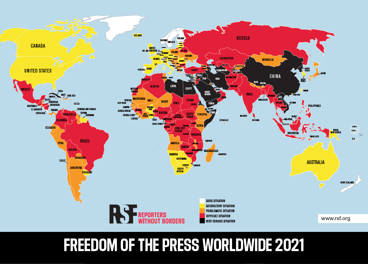 The Press Freedom Index 2021 Reporters Without Borders ISRM Students